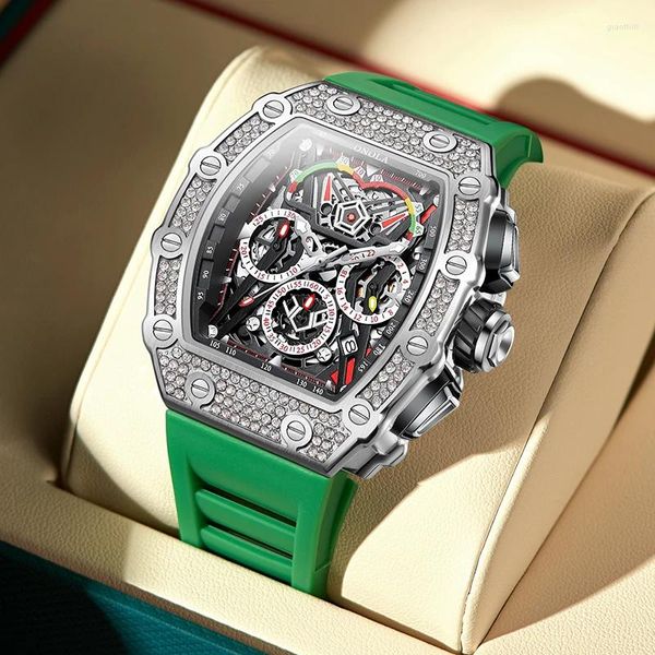 Montre-bracelets 2024 Regarder mécanique automatique pour hommes ONOLA Fashion Unique Luxury Diamond Inranging Design Imperproof Silicon Tape Watches Men