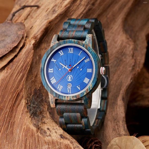 Relojes de pulsera 2024 Relojes de pulsera para hombres Movimiento japonés Cuarzo Elegante Reloj de madera Analógico Casual de madera con caja de regalo