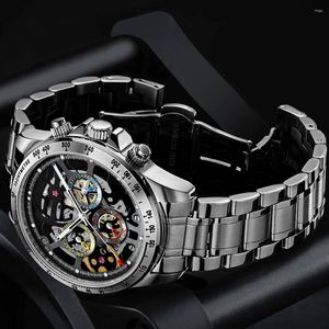 Montre-bracelets 2024 Hommes montres mécaniques top automatiques pour squelette 50m étanche Reloj hombres