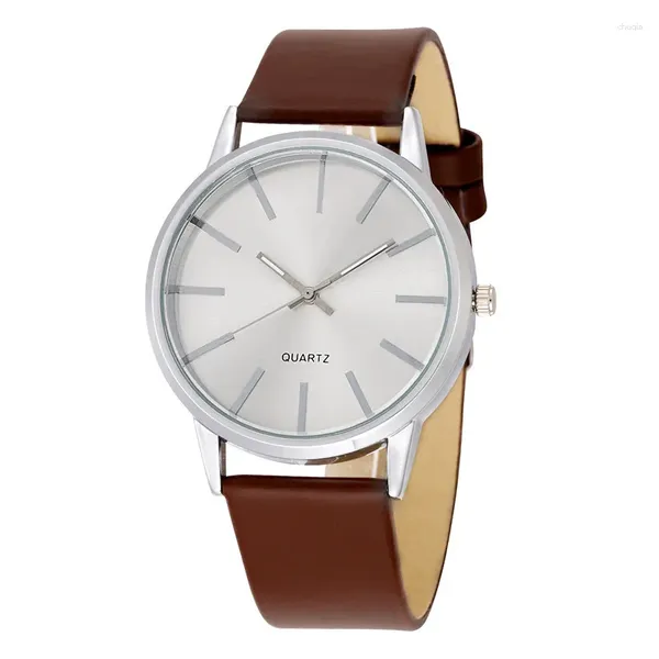 Muñecos de pulsera 2024 Men relojes Top Brown Leather Band Quartz Wallwatch Casual Simple Watch Simple Wrist Reloj Relogal Hombre