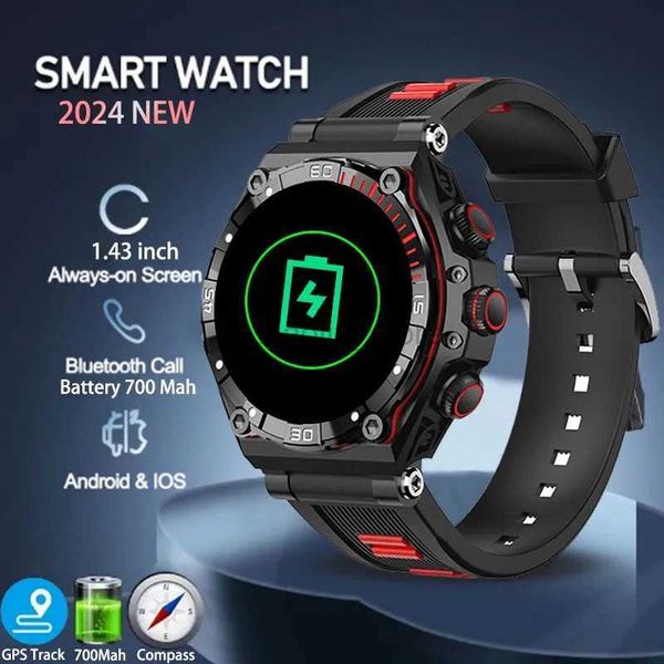 Montres-bracelets 2024 nouveau 1.43 AMOLED HD hommes Smartwatch GPS piste HD Bluetooth appel 700Mah grande batterie Sport Smartwatch pour Huawei Xiaomi 240319