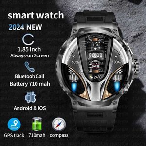 Montres-bracelets 2024 Nouveau 1,85 pouces Ultra HD Smart Watch Hommes 710mAh GPS Track HD Appel Bluetooth Grande batterie Sports Fitness Tracker Smartwatch 24329