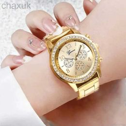 Montres-bracelets 2024 Nouvelles femmes de mode Diamond Watch Marque de luxe Reloj Mujer Wristwatch Femelle Femelle en acier inoxydable Horloge D240417