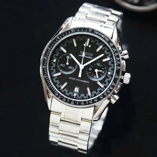 Relojes de pulsera 2024 Relojes de marca originales para hombres de negocios Reloj de fecha automático de acero inoxidable completo Cronógrafo de lujo Deporte Masculino