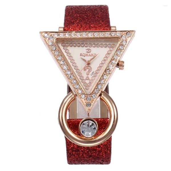 Relojes de pulsera 2024 Relogio Feminino Relojes triangulares femeninos Mujeres Bling Diamond Banda de cuero Precio de cuarzo