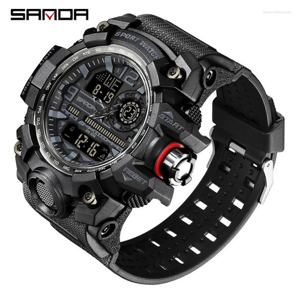 Muñecos de pulsera 2024 SANDA Top Sports Sports Men's Watches Military Quartz Watch Man impermeable para hombres Relogios del reloj para hombres