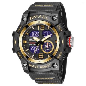 Montre-bracelets 2024 Smael Dual Time Men regarde 50m militaire imperméable pour les cadeaux de sport résistants masculins 8007 WTACH