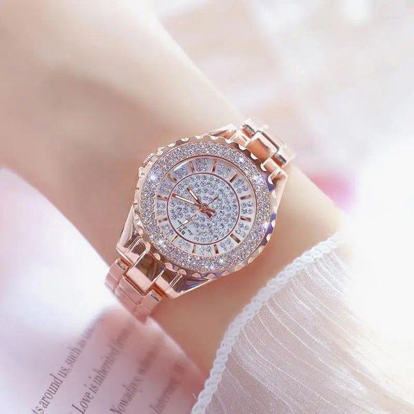 Mujeres de pulsera 2024 Top Brand Fashion Ladies Rinestone Watch Women Quartz Women's Wrist Watches Vestido de vestimenta Femenina XFCS Relogio Feminino