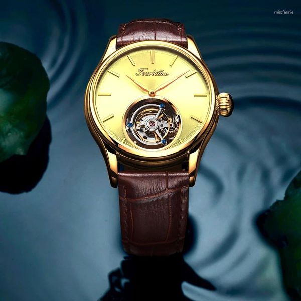 Montres-bracelets 2024 Top Marque Tourbillon Mécanique Montre De Luxe Saphir Cuir Original Hommes Squelette Business Sports Mâle