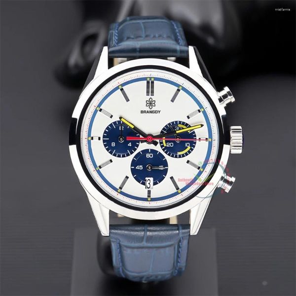 Relojes de pulsera 2024 Top Montreal Limited Reloj cronógrafo de cuarzo de lujo Esfera blanca Correa de cuero Deportes Fecha automática para hombres Relogio