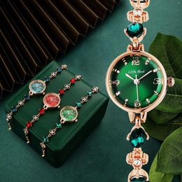 Relojes de pulsera 2024 Moda para mujer Relojes verdes pequeños de cuarzo Reloj de pulsera femenino simple e impermeable Reloj de pulsera de jade para mujer Reloj