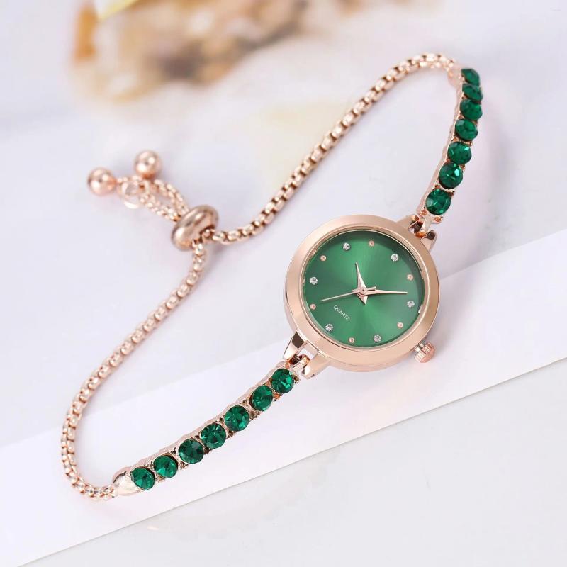 Wristwatches 2024 Women Steel Crystal Bracelet Watch Quartz Luxury Fashion Small Dial Watches Diamond Wristwatch Relogio Feminino