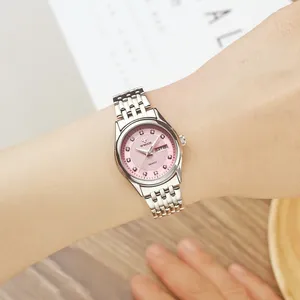 Montres-bracelets 2024 WWOOR strass montre pour femme en acier inoxydable femme moderne semaine affichage quartz dames montres