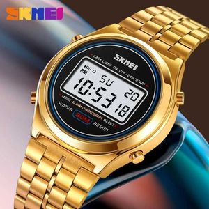 Polshorloges 2146 Back Light Display Stop Digital Sport Es roestvrij staal mannen datum waterdichte reloj hombre H240504