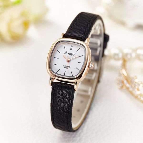 Relojes de pulsera Reloj pequeño de 22 mm para mujer Relojes de cuarzo Relojes elegantes para mujer Moda femenina simple Reloj de pulsera con caja cuadrada de diamante Orologio vintage