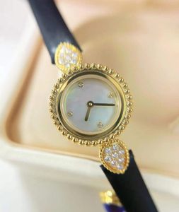 Horloges 23 mm luxe zirkoon druppel water quartz horloge wit parelmoer schelp polshorloge vintage ronde bal diamanten klok