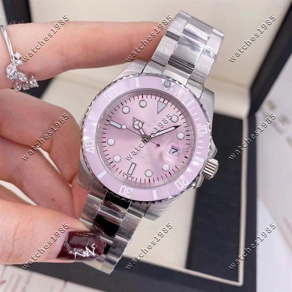 Montres-bracelets 2813 montres mécaniques automatiques en céramique rose grande fenêtre calendrier boucle pliante verre saphir étoile business hand285g