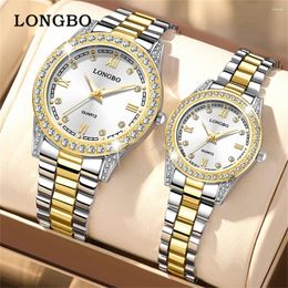 Montre-bracelets 2pcs Coupages de montres en acier inoxydable étanche Luminent Lover's Watch Quartz Wristwatch Men Women Jewelry Reloj 2024
