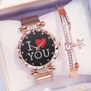 Montre-bracelets 2pcs Luxury Montres Femmes Diamond Rinestone Fashion Elegant Wristwatch Quartz Watch Ladies Clock For Girl Regio Feminino