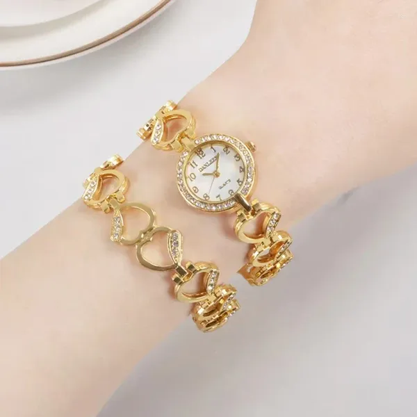Montres-bracelets 2 pièces de luxe femmes Bracelet montre Mujer doré Relojes petit cadran dames montres décontracté Quartz bracelet élégant