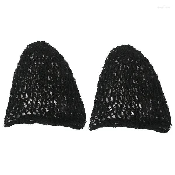 Muñecos de pulsera 2x mujeres suave rayón de rayón para el cabello neto de crochet negros negros