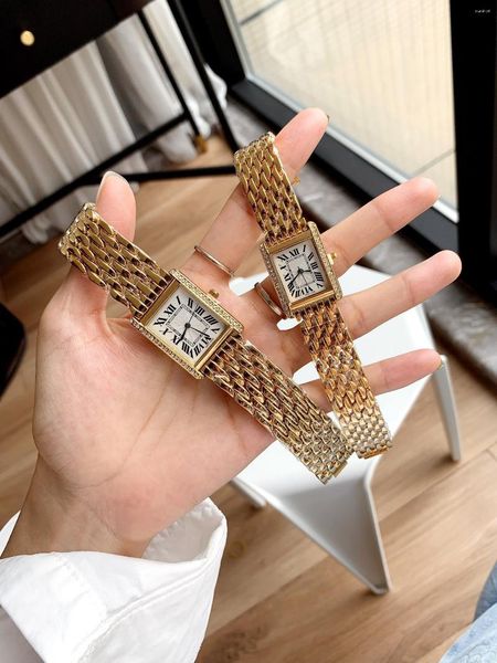 Montres-bracelets 31mm 34mm Montre Femme Mode Rectangle Acier inoxydable Quartz Classique Simple Loisirs Style de luxe