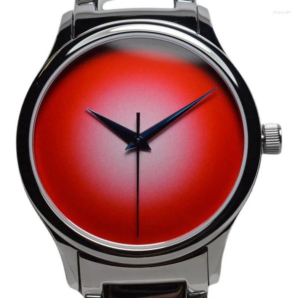 Relojes de pulsera 38,5 mm Reloj mecánico automático ultrafino Tianjin ST1812 Movimiento de cuerda automática Acero inoxidable resistente al agua Zafiro para hombre