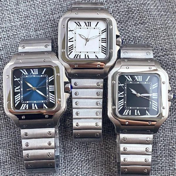 Montres-bracelets 38mm modifier en acier inoxydable verre minéral Japon NH35A automatique luxe sport carré hommes montre-bracelet numéro romain marques herbe