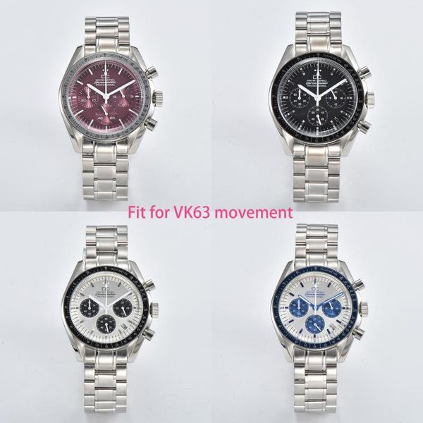 Relojes de pulsera Reloj para hombre de 39,7 mm Caja de acero inoxidable Cronógrafo de negocios VK63 Movimiento de cuarzo