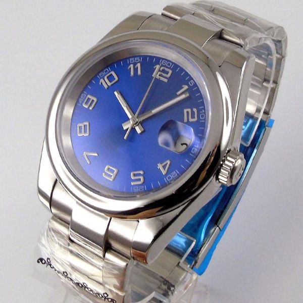 Montres-bracelets 39mm Bleu Stérile Cadran Oyster Bracelet Verre Saphir Poli Miyota 8215 Mouvement Automatique Montre Pour Hommes