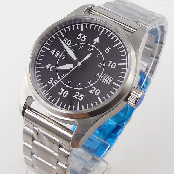 Relojes de pulsera 39 mm Metalion Esfera negra Cristal de zafiro Japón NH35A Reloj mecánico automático para hombre