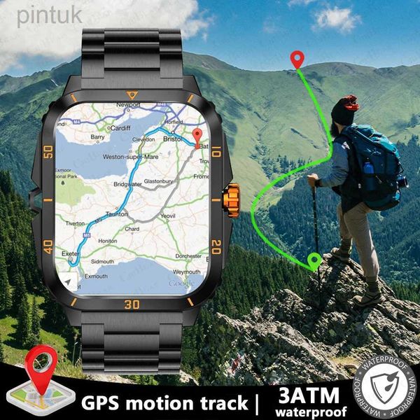 Relojes de pulsera 3ATM impermeable GPS militar reloj inteligente hombres para Android IOS Ftiness reloj impermeable 2.0AI voz Bluetooth llamada reloj inteligente 24329