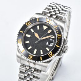 Montres-bracelets 40MM cadran noir givré montre pour hommes à la mode mécanique NH35 automatique anneau en céramique Bracelet en acier inoxydable