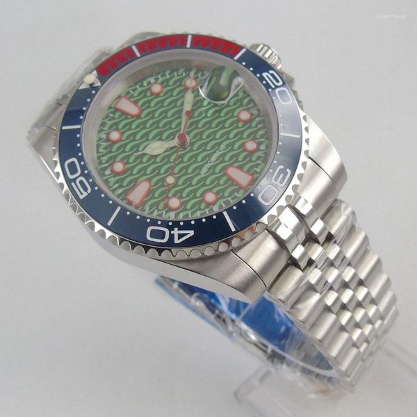 Montres-bracelets 40mm cadran vert stérile lunette en céramique jubilé saphir date automatique montre pour hommes