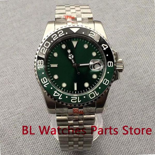 Relojes de pulsera 40mm NH35A PT5000 negro verde automático reloj de hombre cristal de zafiro tornillo corona manecillas luminosas Oyster/jubileo pulsera
