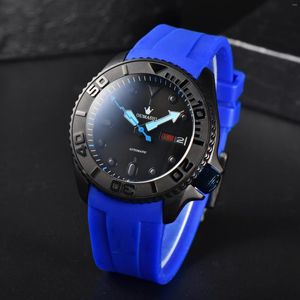 Horloges 40MM Skx 007 Aangepast logo horloge Saffierglas Roestvrijstalen kast NH36 Mechanisch uurwerk heren blauwe serie mode