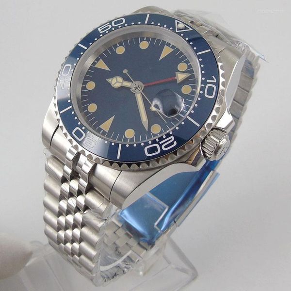 Relojes de pulsera 40 mm Esfera estéril Cristal de zafiro Jubileo GMT Fecha 21 Joyas MingZhu 3804 Bisel de cerámica Reloj de pulsera automático para hombres