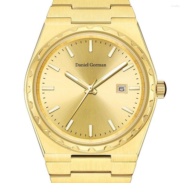 Relojes de pulsera Reloj de 40 mm Relojes de cuarzo de lujo Daniel Gorman Moda dorada Acero inoxidable Luminoso Relojes impermeables 2023