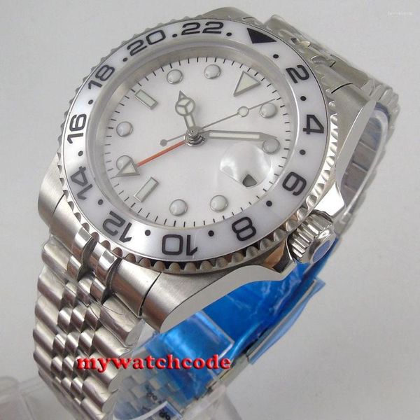 Montres-bracelets 40 mm cadran blanc GMT Jubilee Bracelet verre saphir automatique montre pour homme dos solide