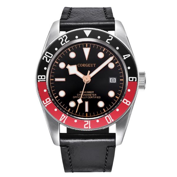 Relojes de pulsera 41 mm para hombre Deporte de lujo Cristal de zafiro Estéril Esfera dorada PVD Reloj mecánico Miyota Movimiento automático Negro Bisel rojo