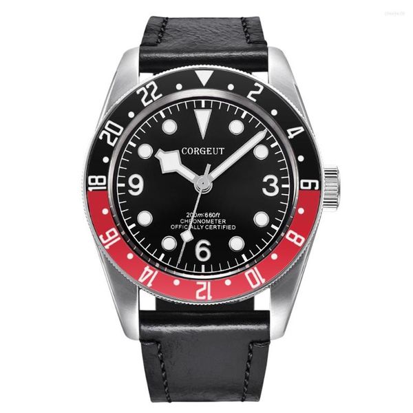 Montres-bracelets 41MM Hommes Luxe Sport Saphir PVD Verre Stérile Cadran Blanc Noir Rouge Lunette Miyota Automatique Mécanique Montre En Cuir