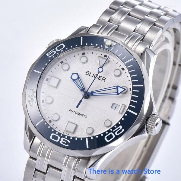 Montres-bracelets 41mm cadran blanc montre automatique pour hommes MIYOTA 8215 mouvement lumineux saphir cristal indicateur de date montre-bracelet hommes