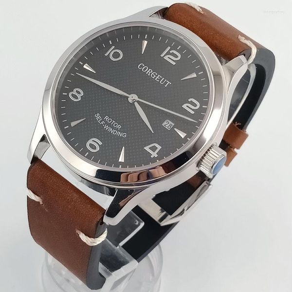 Relojes de pulsera de 42 mm con esfera blanca, marca azul o cristal de zafiro plateado negro, reloj automático para hombre, relojes estériles de mano Bue