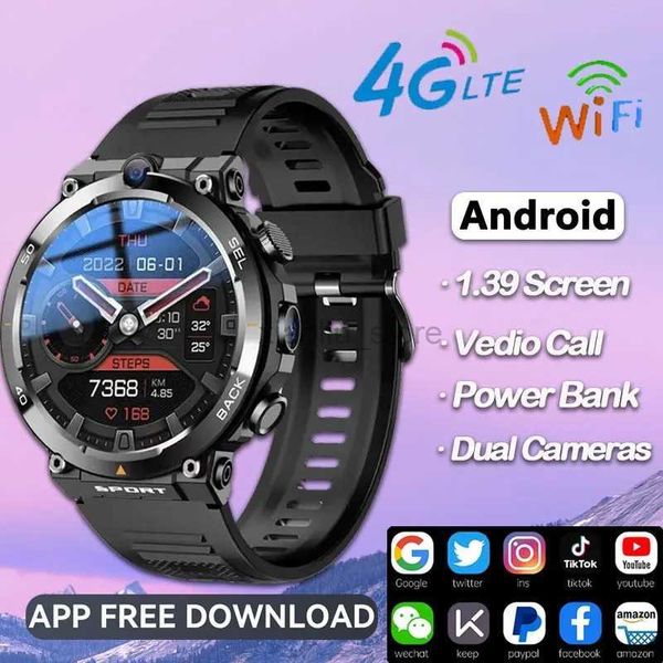 Relojes de pulsera Reloj inteligente 4G Android H10 desbloqueo facial cámara dual 16GB SIM Talk Wifi GPS NFC Google Play APP reloj inteligente para hombres descargar 240319