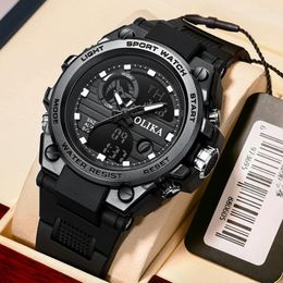 Montres-bracelets 50m étanche montres homme double affichage montre électronique sports de plein air chronométrage multifonctionnel antichoc mâle
