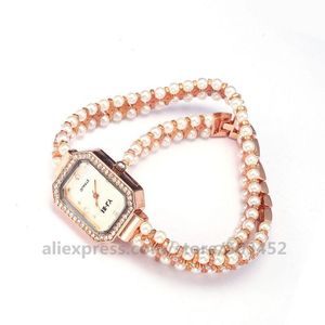 Polshorloges 50 stcs/lot e-ly 069 dames parel armband horloges minimalisme zoete pols horloge voor dame rose gold reloj mujerwristwatches pols