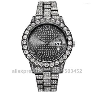 Montres-bracelets 50pcs / lot cristal de luxe femmes montre mode pas de logo plein de diamants cadran rond quartz calendrier horloge Zegarek Damski