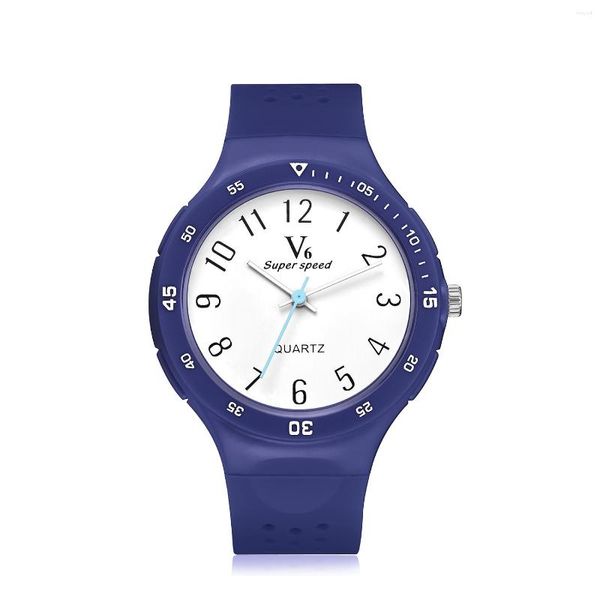 Relojes de pulsera 50 unids / lote V6 Marca Banda de silicona Reloj impermeable Hombres Mujeres Regalo al por mayor