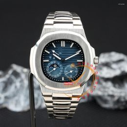Horloges 5712/1A-001 Maanfase Gangreserve Datum Automatisch Herenhorloge D-Blauw Roestvrij Stalen Armband Clone Horloges 2023 Topmerk