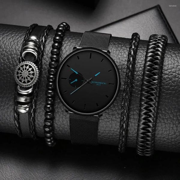 Montre-bracelets 5pcs Fashion masculine Ultra Thin Busist